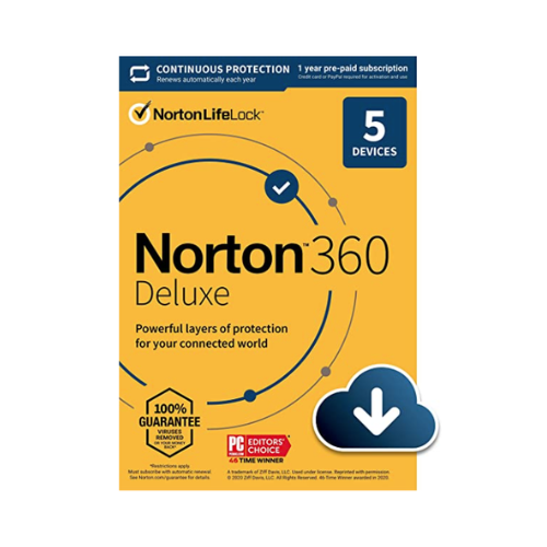 Norton 360 Deluxe EU ONLY (1 Year / 5 Devices) + 50 GB Cloud Storage (Latest Version + Free Updates)